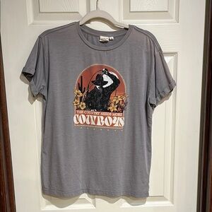 Gray Graphic Cowboy T-Shirt